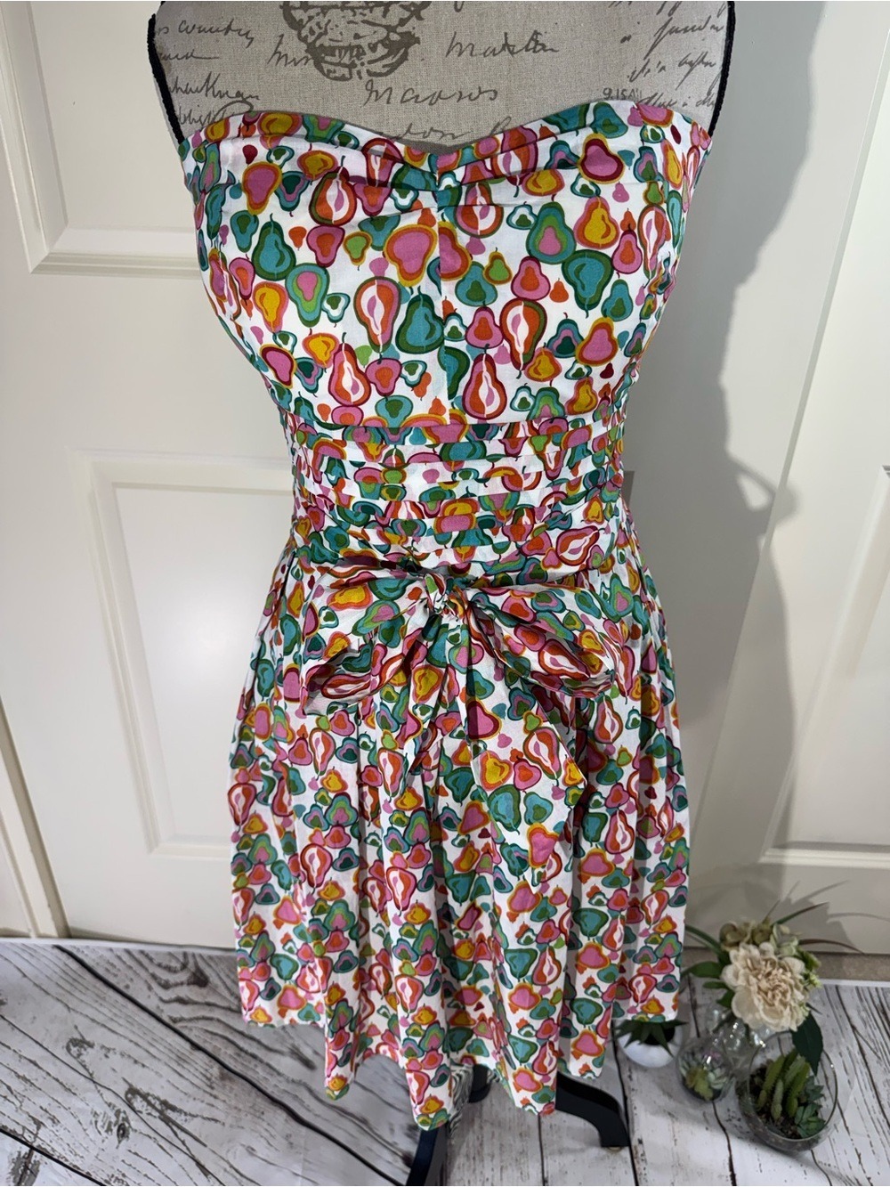 American Rag Multicolor Strapless Pear-Print Dress XL